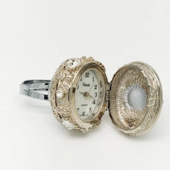 Xanadu Accessories Vintage Xanadu Swarovski Locket Ring Watch By